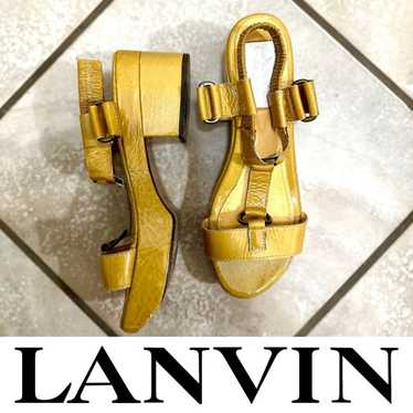 Lanvin Mustard Yellow Block Heel Sandal