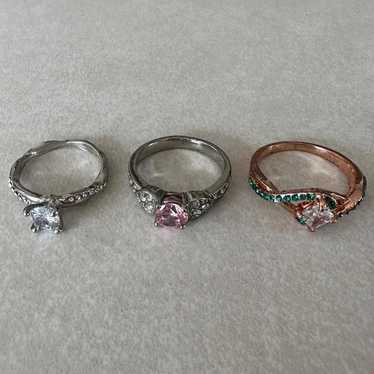 Bundle of 3 three rose gold silver tone cubic zir… - image 1