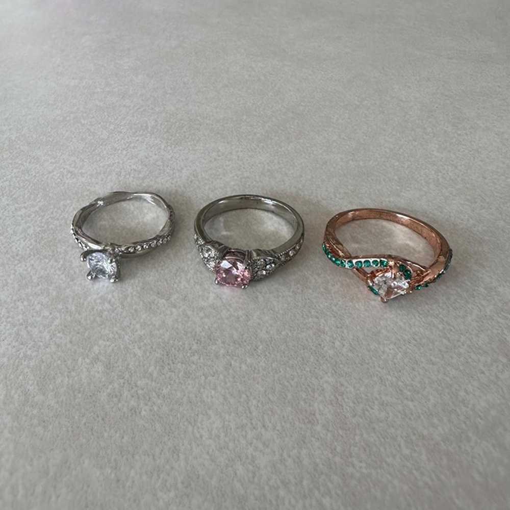 Bundle of 3 three rose gold silver tone cubic zir… - image 3