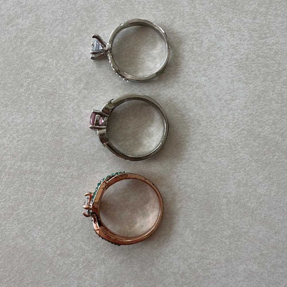 Bundle of 3 three rose gold silver tone cubic zir… - image 5