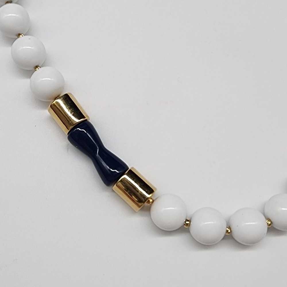 Vintage Napier Large White Blue Bead Gold Tone Sp… - image 6