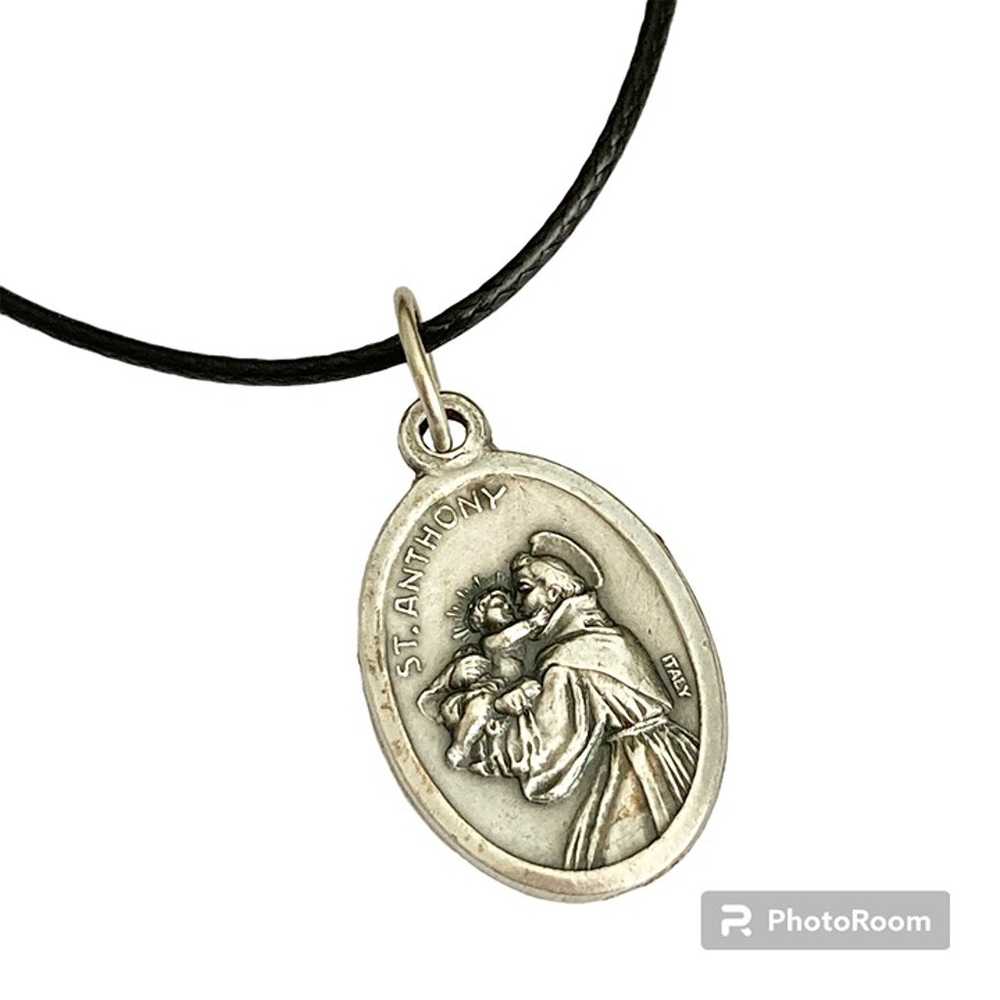 Vintage Saint St. Anthony Medal Necklace Italy 18… - image 1