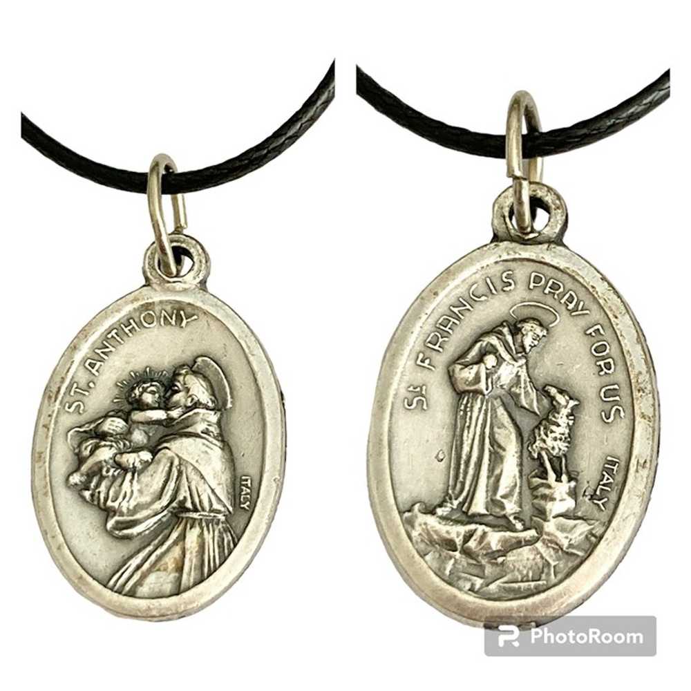 Vintage Saint St. Anthony Medal Necklace Italy 18… - image 3