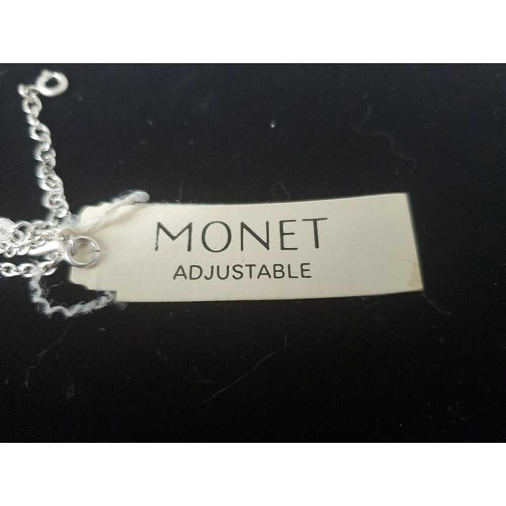 MONET Signed Necklace Choker With Faux Pearls Adj… - image 3