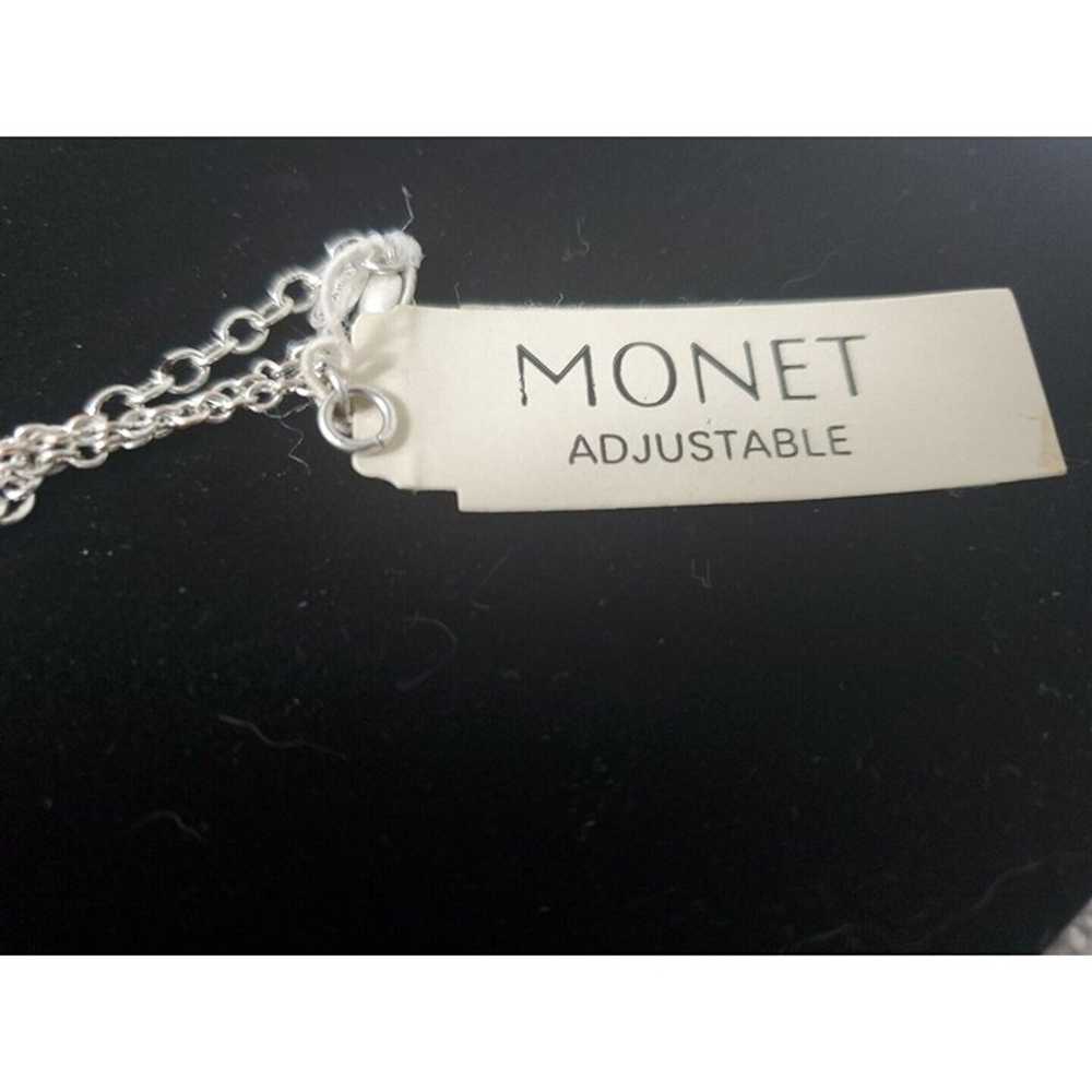 MONET Signed Necklace Choker With Faux Pearls Adj… - image 6