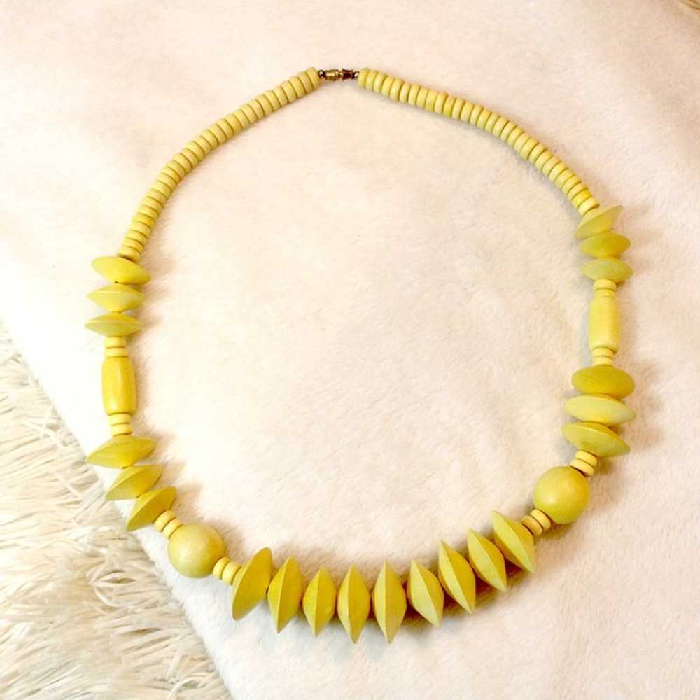 Vintage Genuine 1980s Wood Banana Yellow Geometri… - image 3