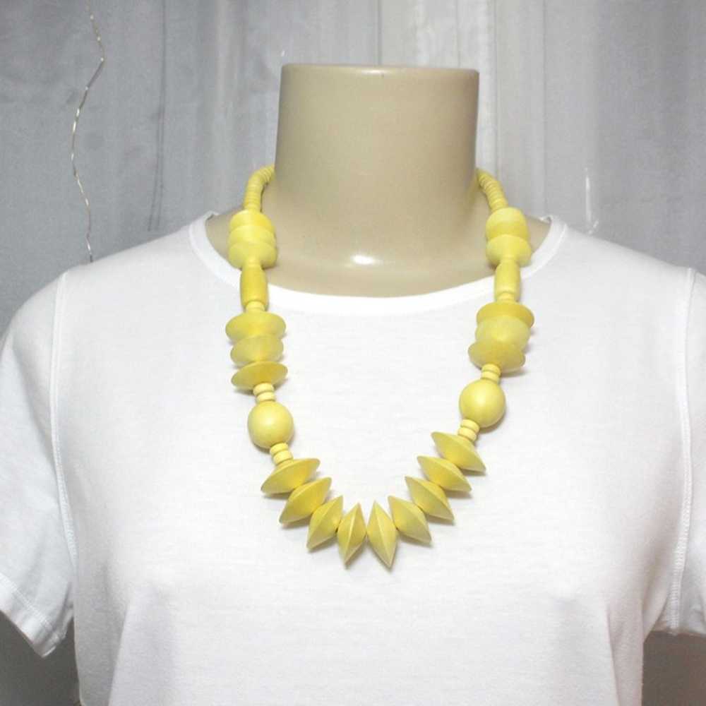 Vintage Genuine 1980s Wood Banana Yellow Geometri… - image 5