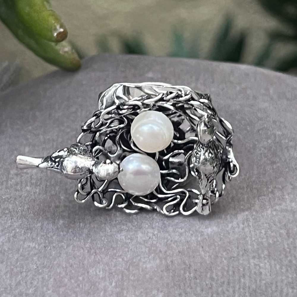 ✨Indian Made Antique 925 Silver Bird Nest HANDMAD… - image 4