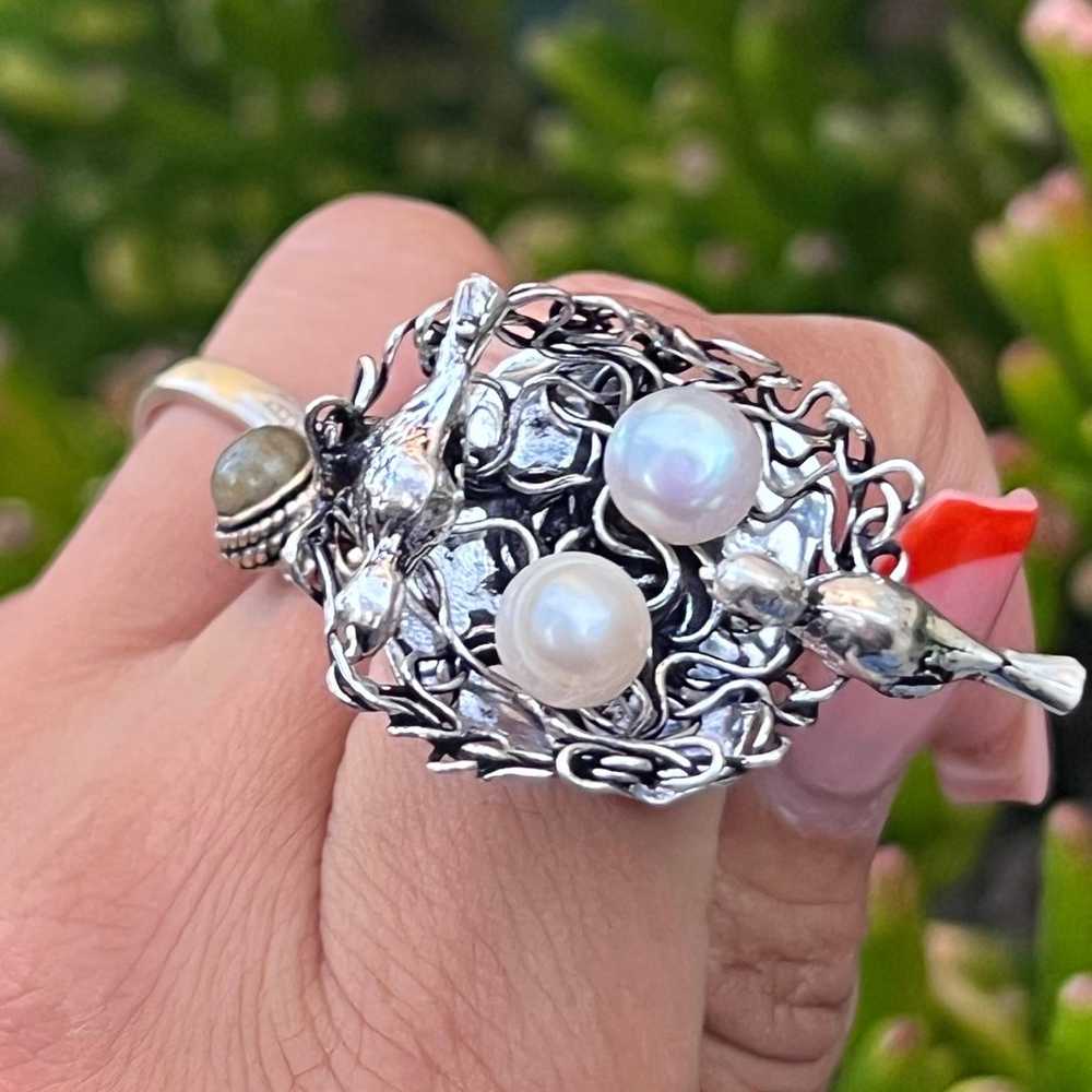 ✨Indian Made Antique 925 Silver Bird Nest HANDMAD… - image 8