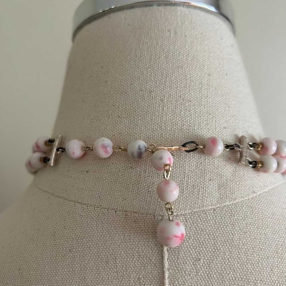 Vintage Pink Purple Beaded Necklace - image 2