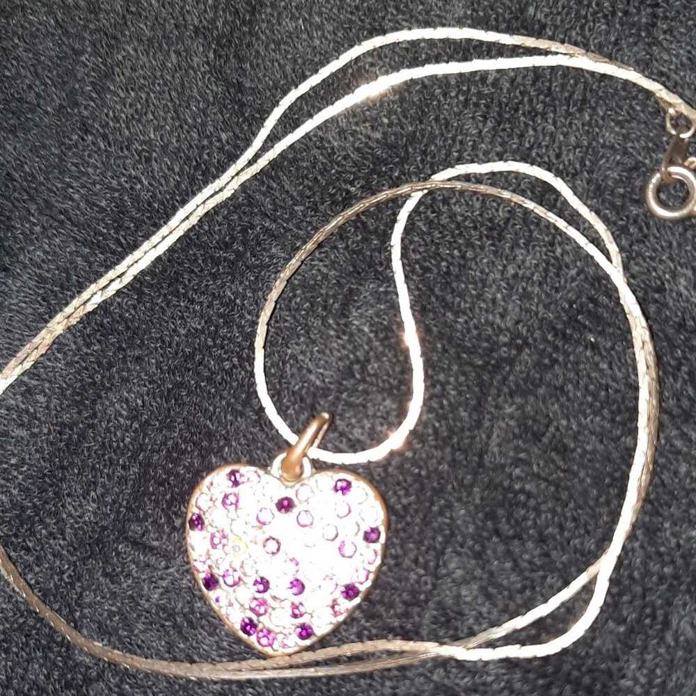 Vintage Y2K Silver Heart Necklace - image 1