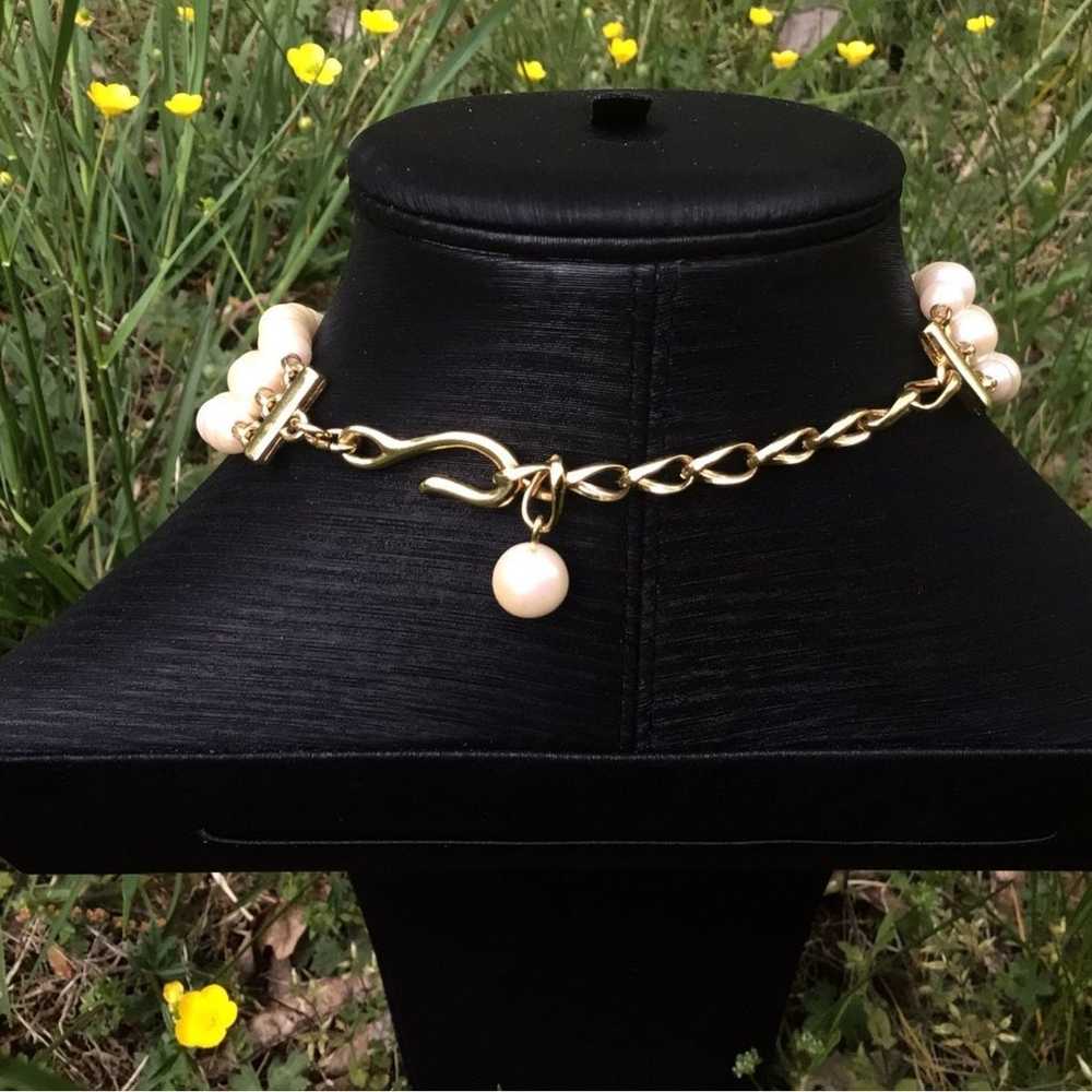 Three Strand Vintage Pearl choker - image 2