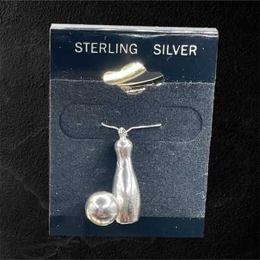 Silver charm Bowling pendent and Ball Solid 925 s… - image 1