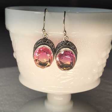 Bicolor Tourmaline Silver Earrings - image 1