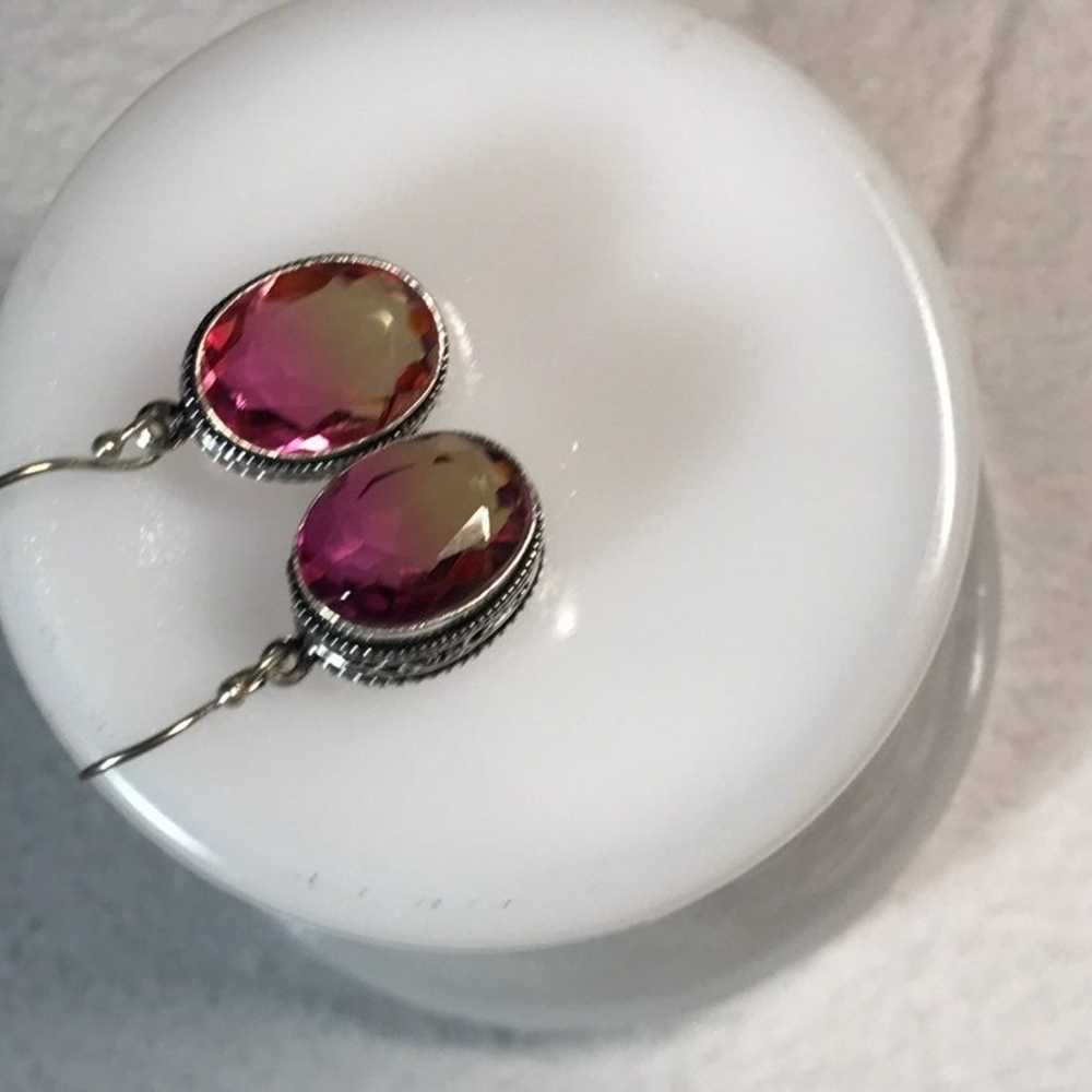 Bicolor Tourmaline Silver Earrings - image 3