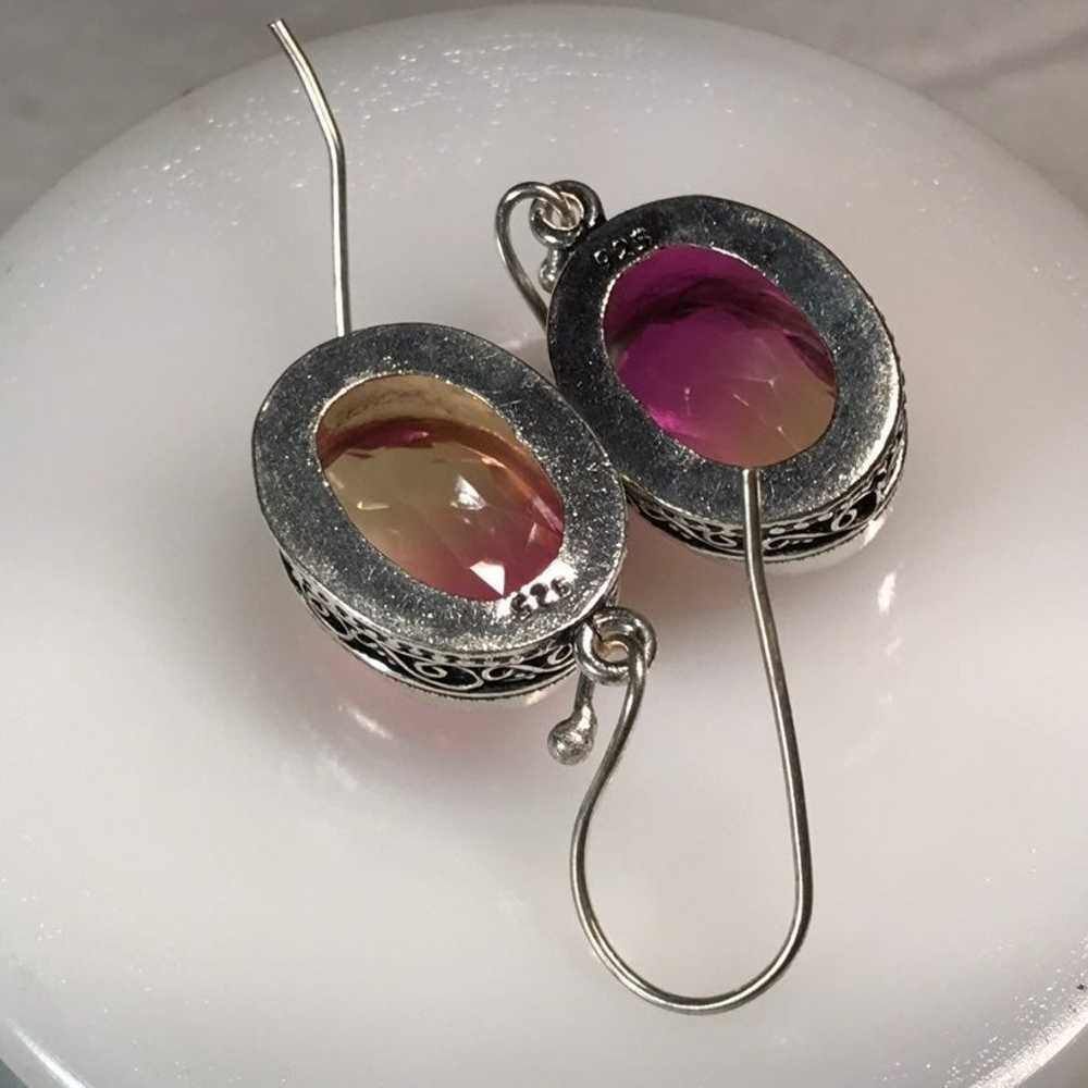 Bicolor Tourmaline Silver Earrings - image 4