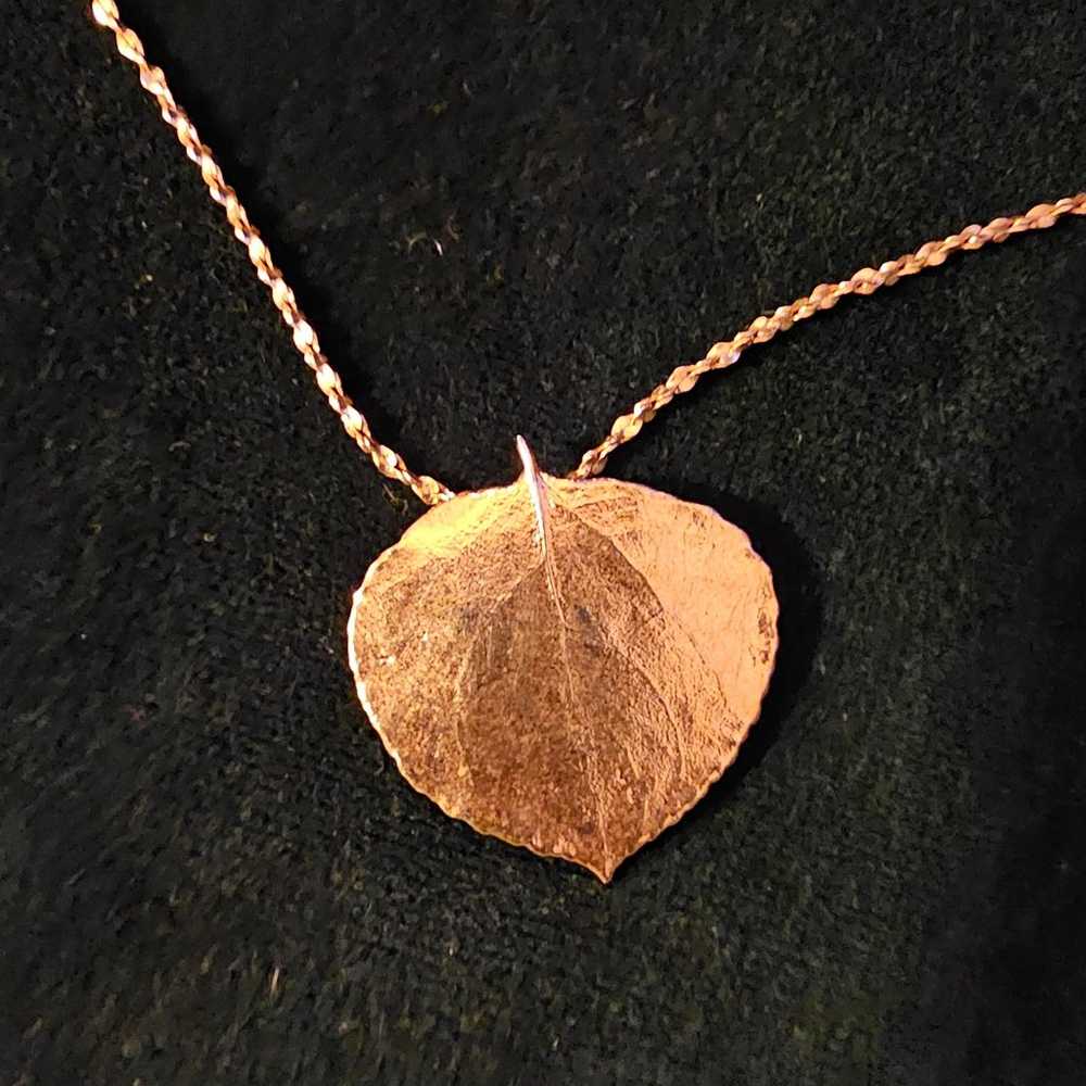 Eucalyptus Leaf Gold-tone Pendant Necklace - image 2