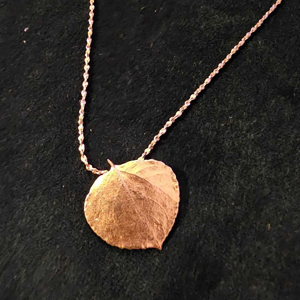 Eucalyptus Leaf Gold-tone Pendant Necklace - image 5