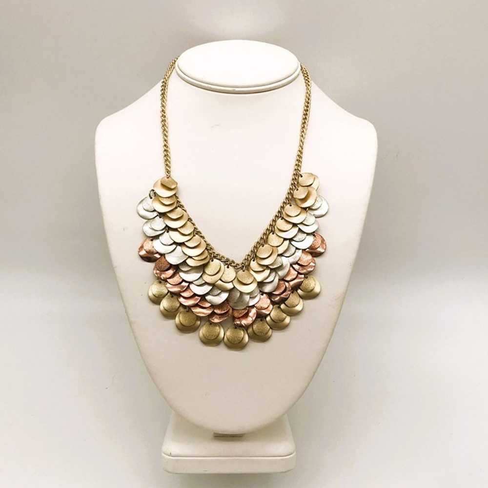 New Layered Coin Discs Bib Necklace Silver Copper… - image 5