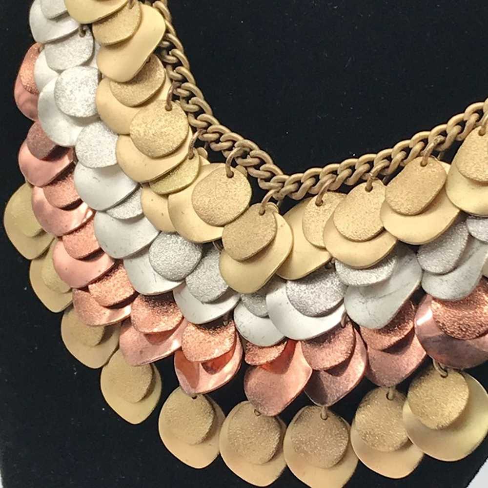 New Layered Coin Discs Bib Necklace Silver Copper… - image 6