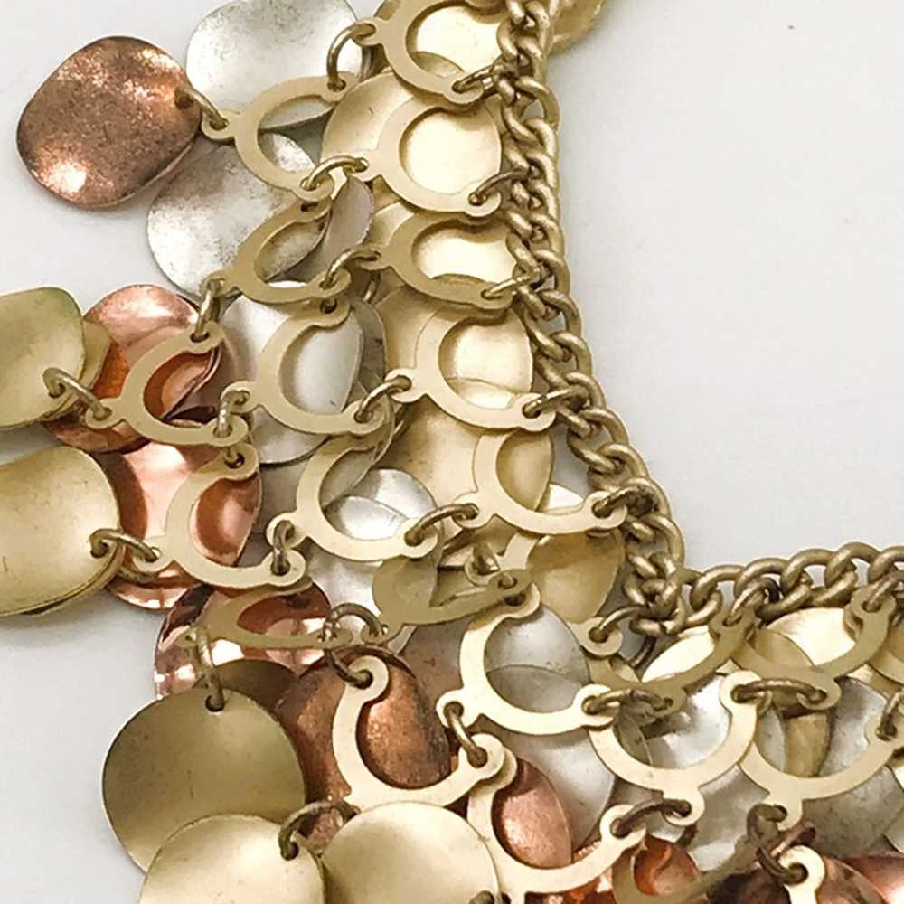 New Layered Coin Discs Bib Necklace Silver Copper… - image 9