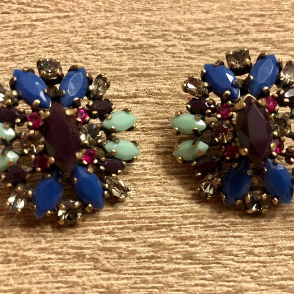 J.Crew Crystal Statement Earrings Blue - image 1