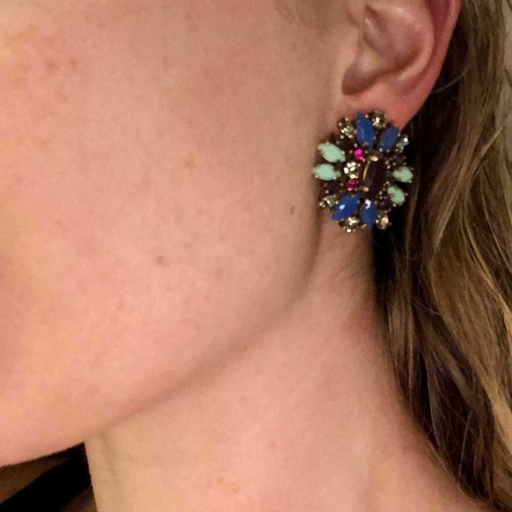 J.Crew Crystal Statement Earrings Blue - image 3