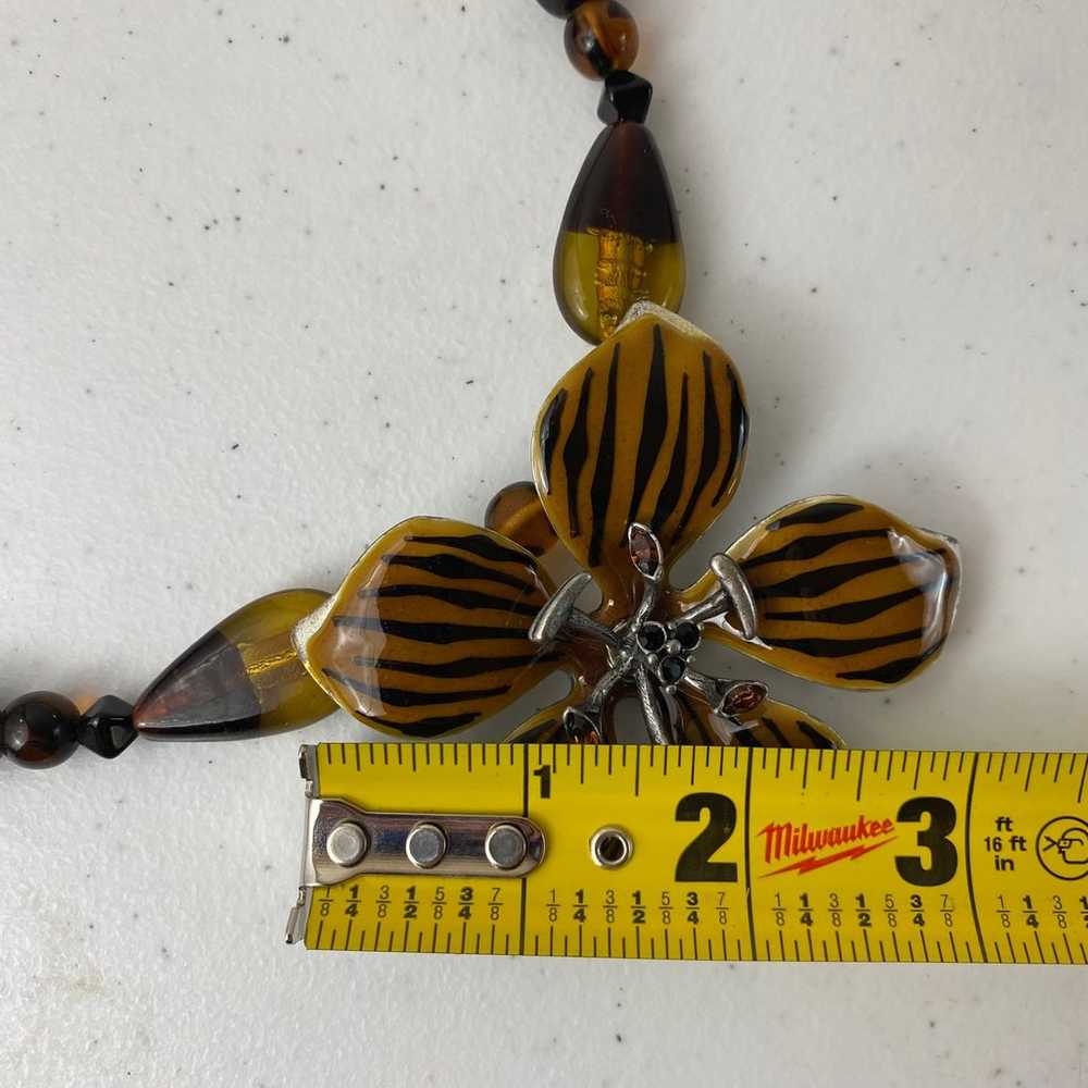 Vintage Chico's Tiger Lily Statement Necklace Chu… - image 11