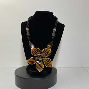 Vintage Chico's Tiger Lily Statement Necklace Chu… - image 1