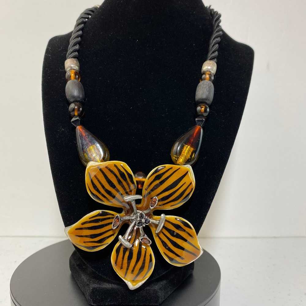 Vintage Chico's Tiger Lily Statement Necklace Chu… - image 2