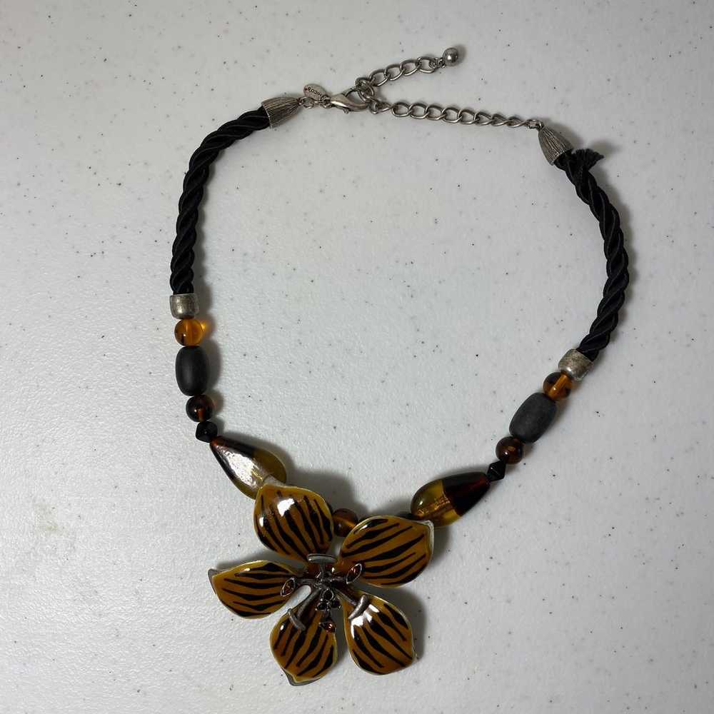 Vintage Chico's Tiger Lily Statement Necklace Chu… - image 4