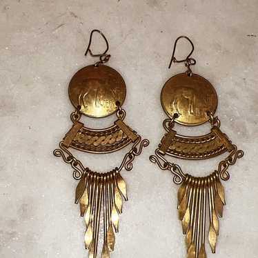 Brass Peruvian Earrings - image 1