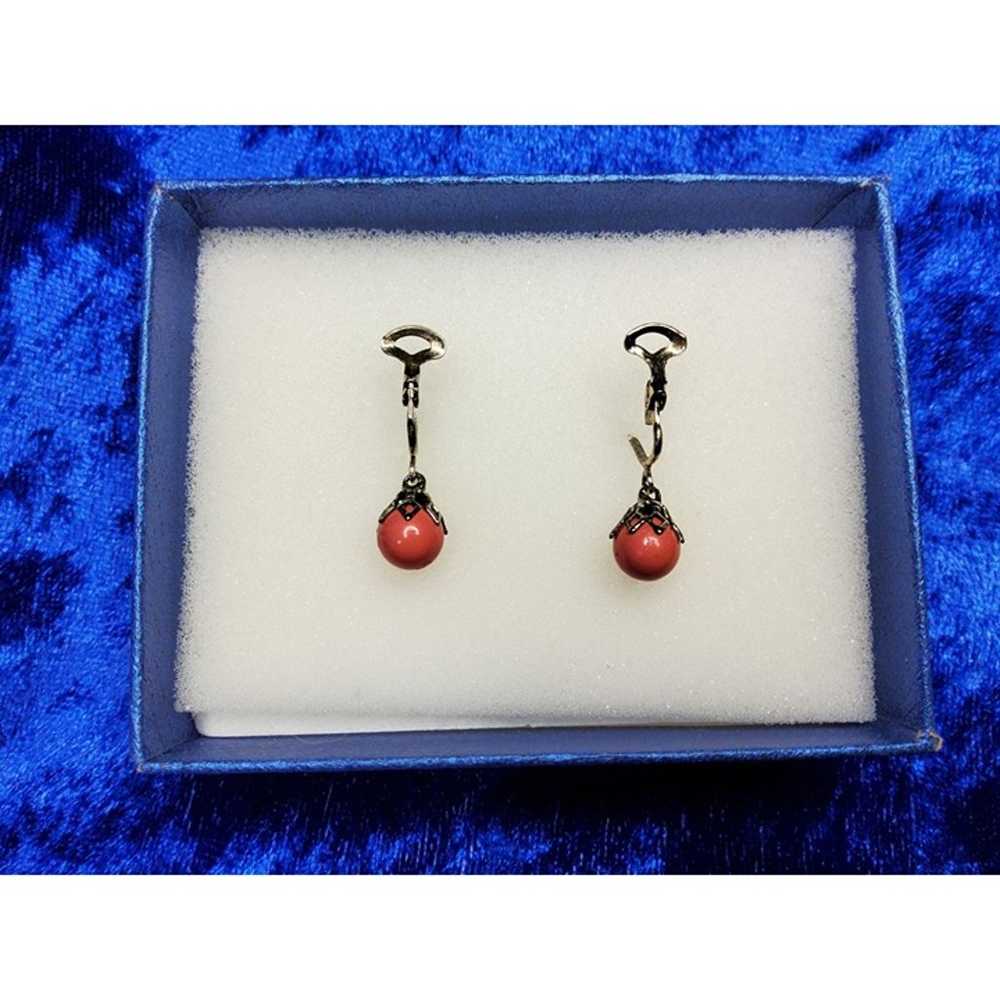 Vintage patented 50's faux Coral and Silvertone C… - image 3