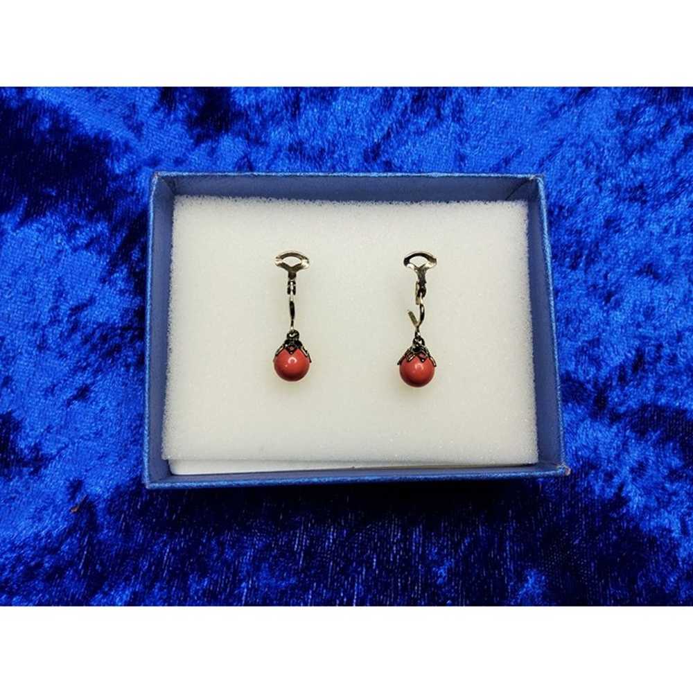 Vintage patented 50's faux Coral and Silvertone C… - image 4