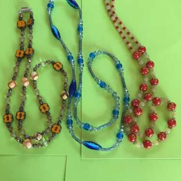 Set of 3 Handmade Beaded Necklaces Long - image 1