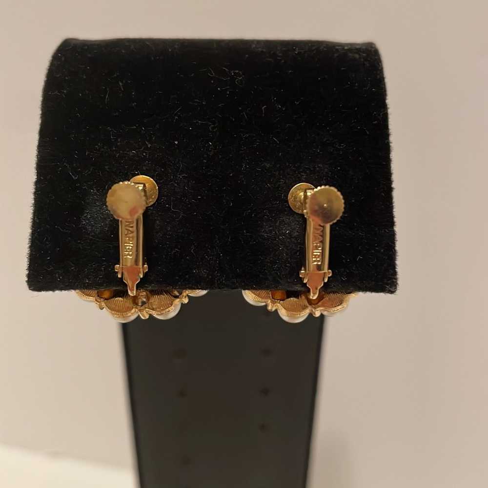 Vintage Napier Screw Back Pearl Earrings - image 2