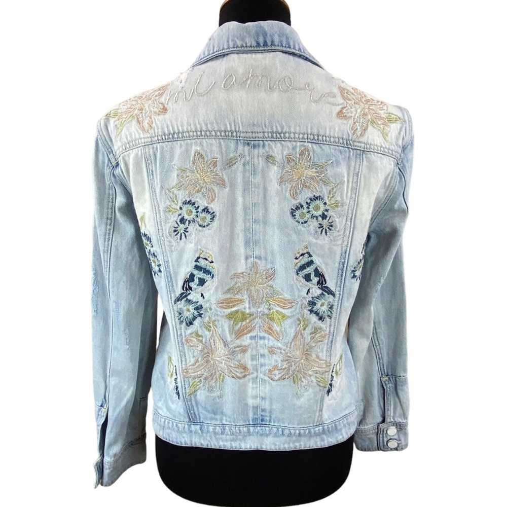 William Rast Boho Distressed Embroidered Denim Je… - image 1