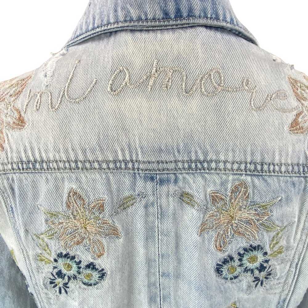 William Rast Boho Distressed Embroidered Denim Je… - image 3