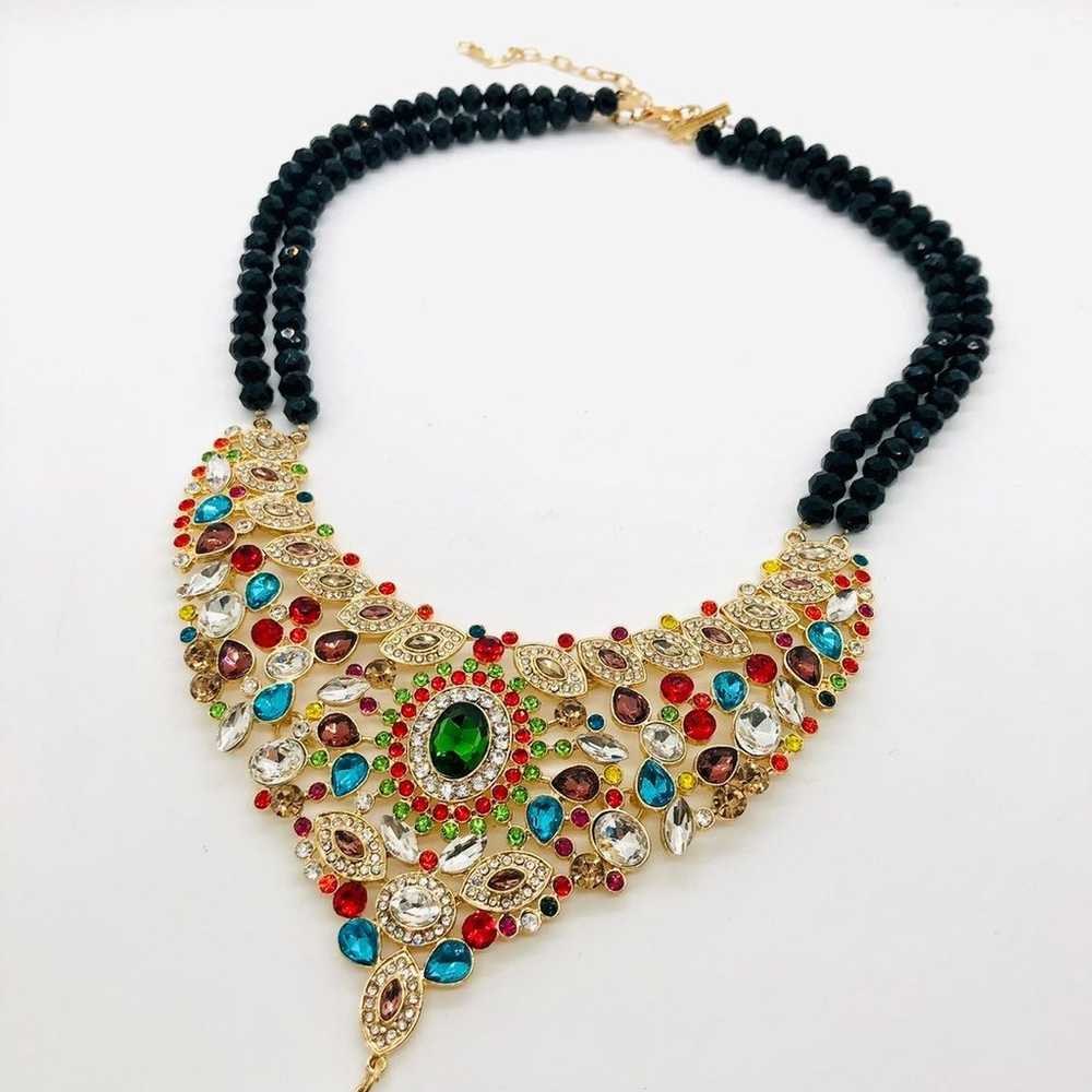 Statement Gaudy Rhinestone Necklace COSTUME - image 1