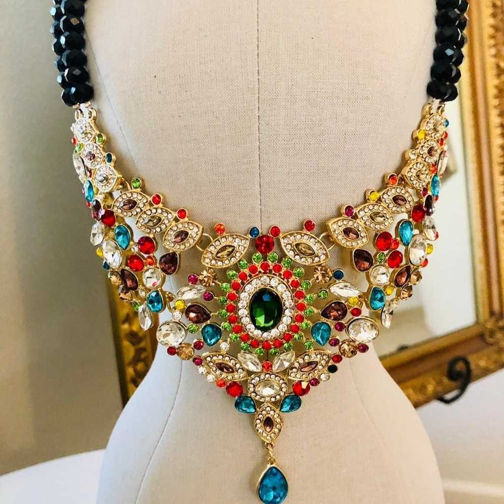 Statement Gaudy Rhinestone Necklace COSTUME - image 2