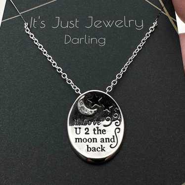 Womans Necklace Sterling Silver "Love U 2 The Moo… - image 1