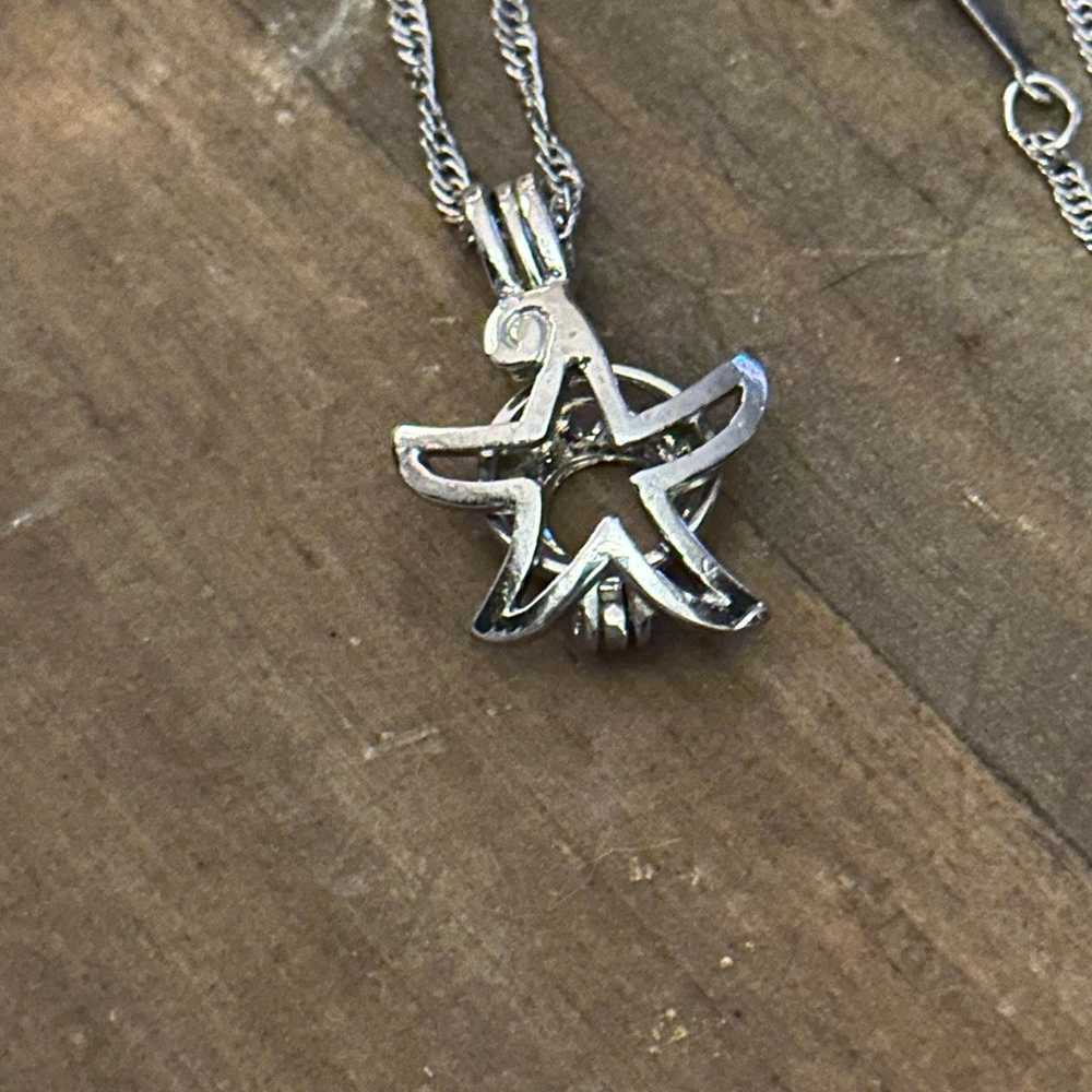 Vintage 925 silver starfish pendant necklace - image 4