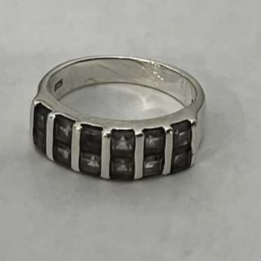 Ring sterling silver .925 clear stones band style… - image 1