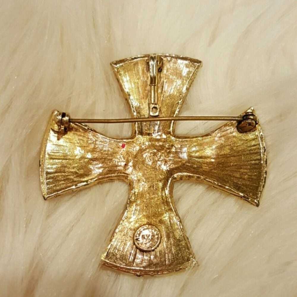 NYC ACCESSORIES GOLDTONE CROSS PENDANT/BROOCH - image 4