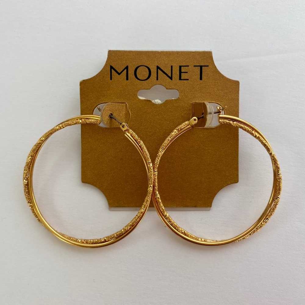 Vintage Monet Hoop Earrings - image 1