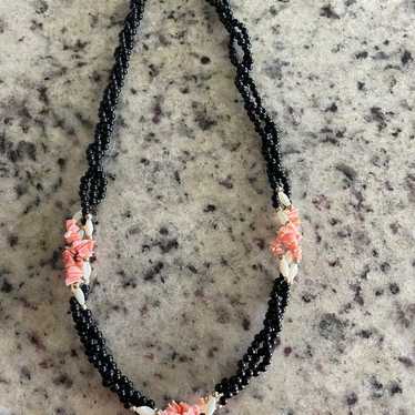 Coral, mother-of-pearl and Onyx Necklace - image 1