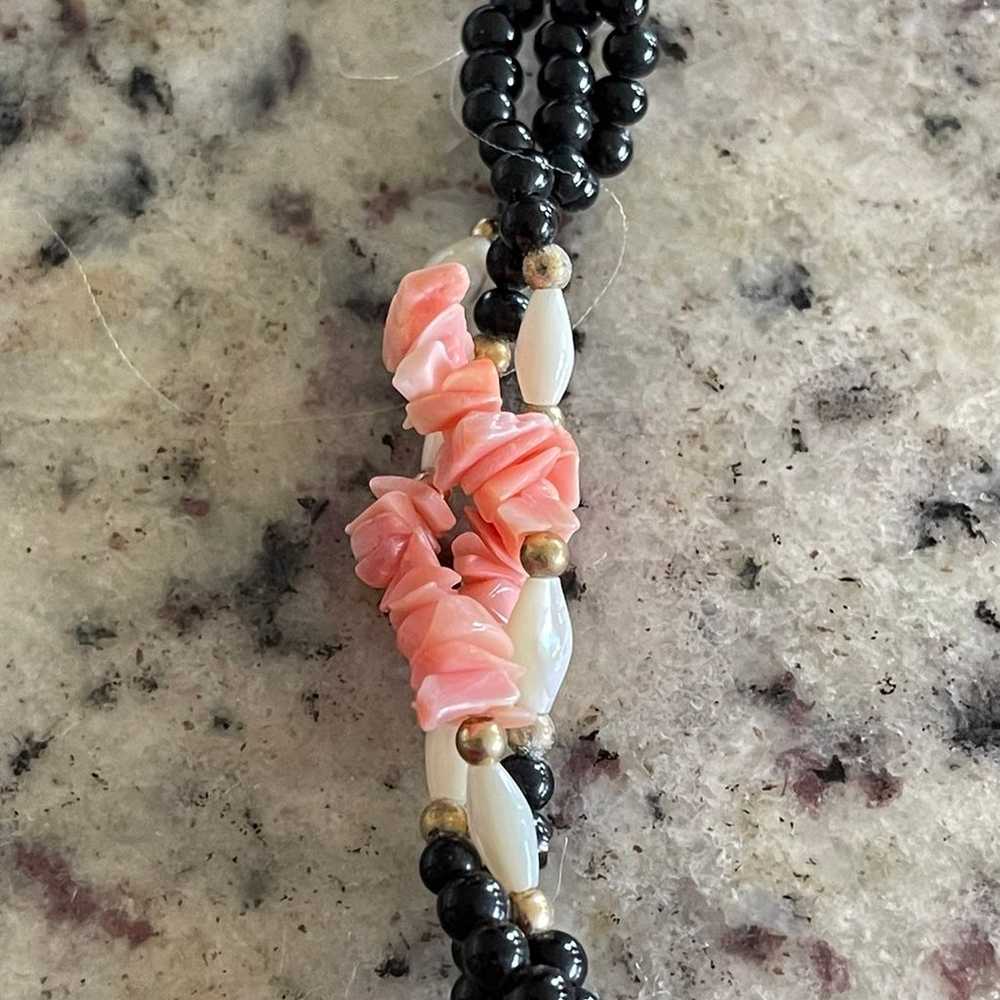 Coral, mother-of-pearl and Onyx Necklace - image 2