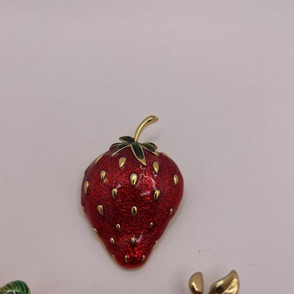 Lot Of 3 Pretty Women’s Fruit Gold Tone / Red - A… - image 5