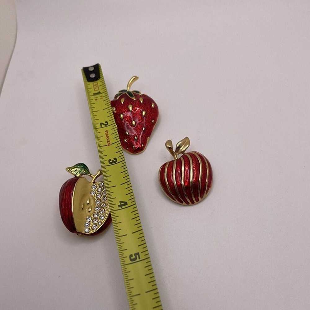 Lot Of 3 Pretty Women’s Fruit Gold Tone / Red - A… - image 6