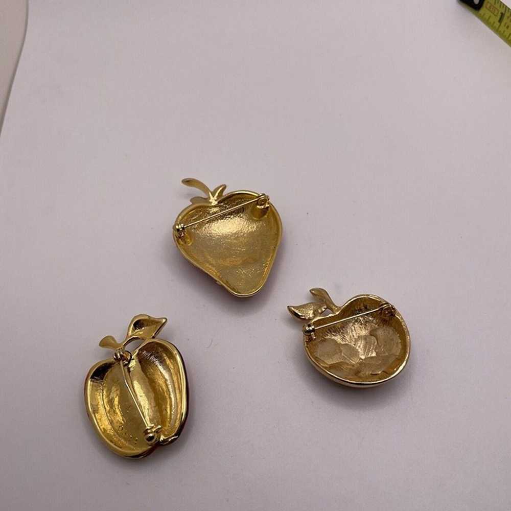 Lot Of 3 Pretty Women’s Fruit Gold Tone / Red - A… - image 8